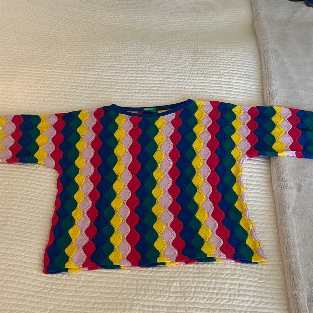 United Colors Of Benetton Multicolour Wavy Sweater Brand New XS/S - Picture 2 of 10